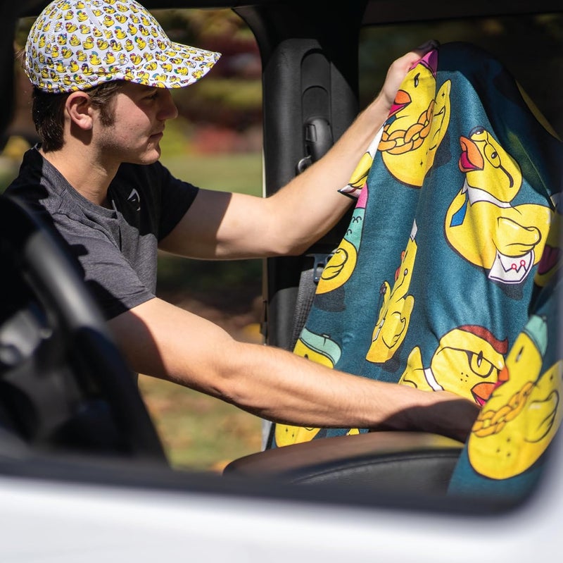 Sprints Athletic Running Towel, Full-Sized, Car Seat Cover - Performance Microfiber (Get Ducked) - Image 3